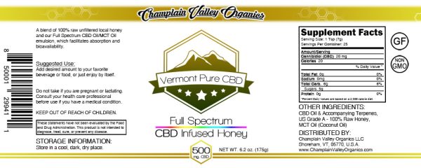 Full Spectrum CBD Infused Honey label