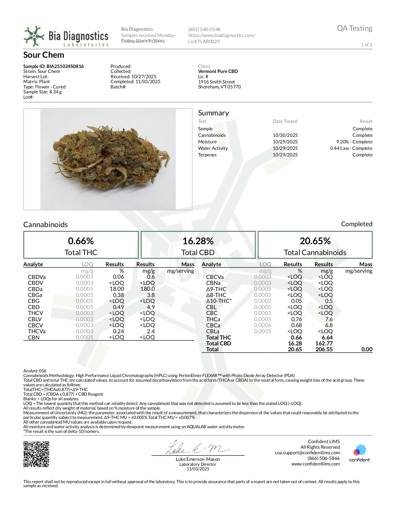 CBD Hemp Flower - Sour Chem - 16.28% - Image 3